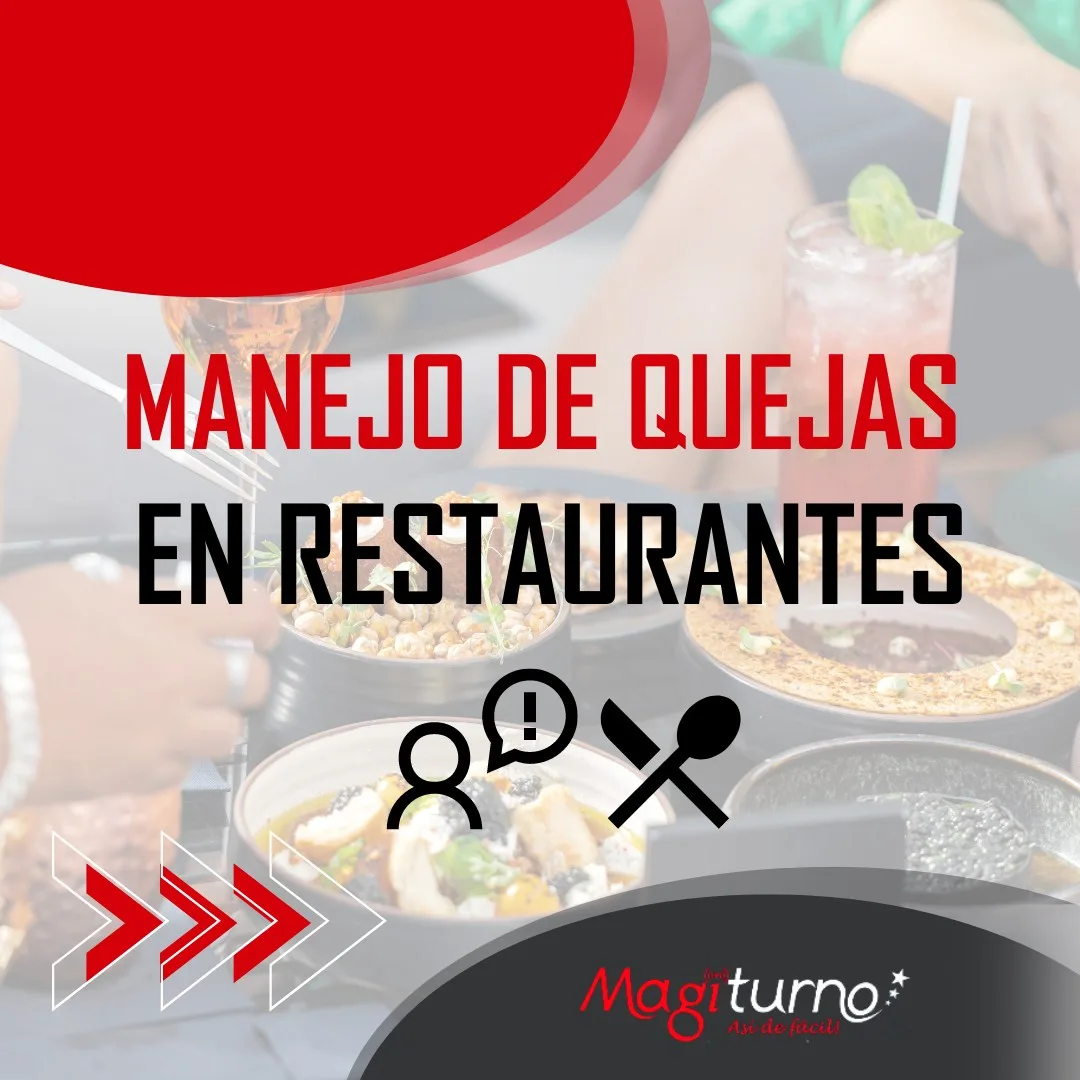 Manejo de quejas en restaurantes Sabemos que en los restaurantes, no solo se evalúa su estilo culinario, 𝐥𝐚 𝐞𝐱𝐩𝐞𝐫𝐢𝐞𝐧𝐜𝐢𝐚 𝐞𝐧 𝐬𝐮 𝐭𝐨𝐭𝐚𝐥𝐢𝐝𝐚𝐝 𝐜𝐨𝐧 𝐞𝐥 𝐞𝐬𝐭𝐚𝐛𝐥𝐞𝐜𝐢𝐦𝐢𝐞𝐧𝐭𝐨 𝐝𝐚 𝐦𝐮𝐜𝐡𝐨 𝐩𝐞𝐬𝐨 Por eso, es importante tener en cuenta diferentes herramientas o alternativas qué permitan solucionar de manera efectiva los diferentes conflictos o inconformidades que puedan manifestar algunos comensales, y de esta manera, obtener mayor oportunidad de seguir ofreciendo un buen servicio A continuación, encontrarás algunas pautas qué te permitirán manejar situaciones como quejas y reclamos de una forma efectiva y positiva